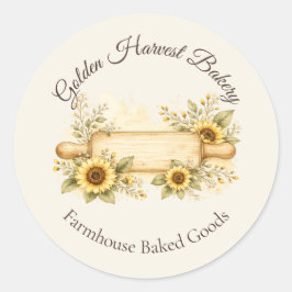 Golden Harvest Farmhouse Bakat gods Sticker Runt Klistermärke