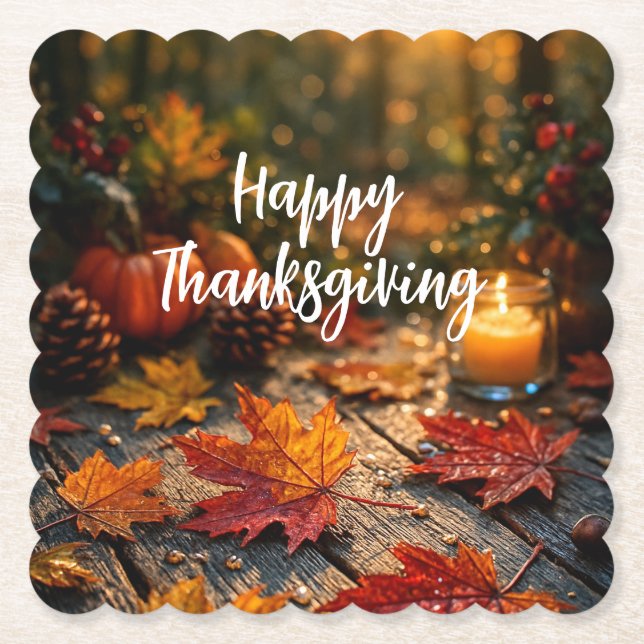 Golden Harvest Glow – Thanksgiving Greeting Underlägg Papper (Framsida)