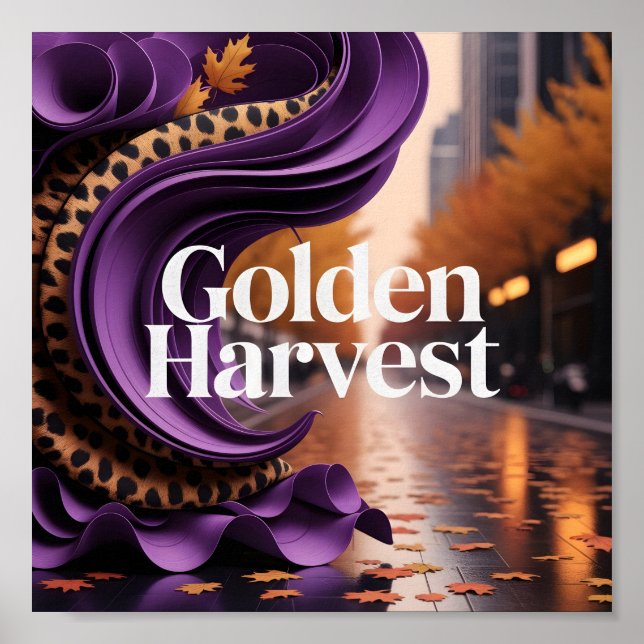 Golden Harvest Lila Leopard Fall Luxury Design Poster (Framsidan)