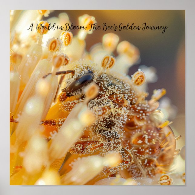 Golden Harvest: Macro Bee in Bloom Poster (Framsidan)