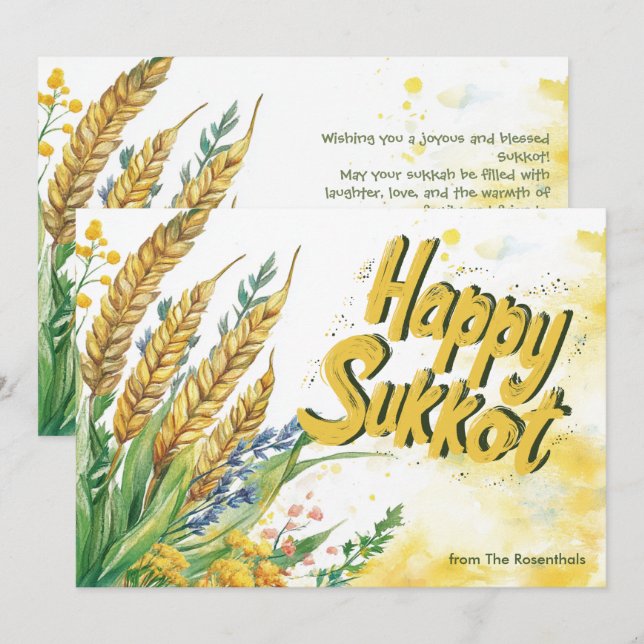 Golden Harvest Sukkot Greeting-kort Inbjudningar (Fram/baksida)