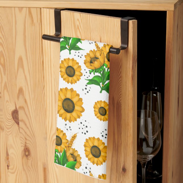 Golden Harvest White Kökshandduk (Thirds Fold)