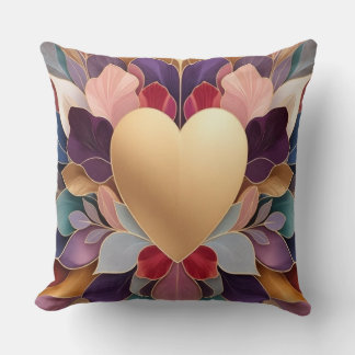 Golden Heart Bloom Elegant Multicolor Floral Sym Kudde