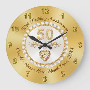 Golden Heart Diamond, 50-årsjubileum Wall Clock Stor Klocka