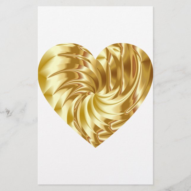 Golden Heart (Guld Shape of Kärlek) Brevpapper (Framsida)