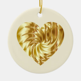 Golden Heart (Guld Shape of Kärlek) Julgransprydnad Keramik
