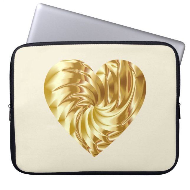 Golden Heart (Guld Shape of Kärlek) Laptop Fodral (Framsidan)