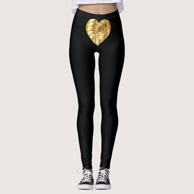 Golden Heart (Guld Shape of Kärlek) Leggings (Framsida)