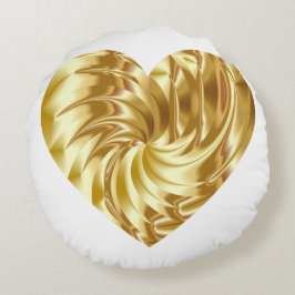 Golden Heart (Guld Shape of Kärlek) Rund Kudde