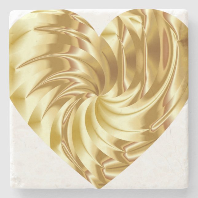 Golden Heart (Guld Shape of Kärlek) Stenunderlägg (Framsidan)