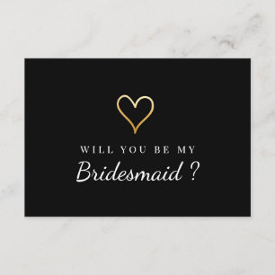 Golden Heart kommer du bli min bridesmaid Inbjudningar
