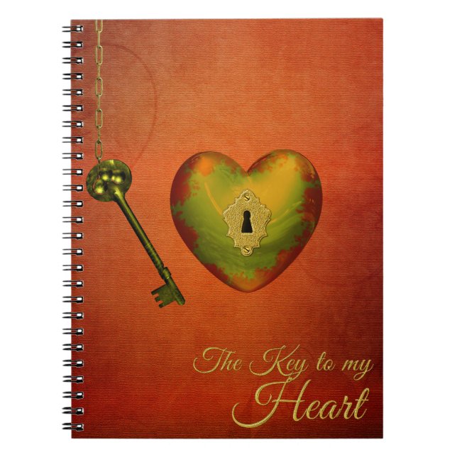 Golden Heart med Nyckel Anteckningsbok (Framsidan)