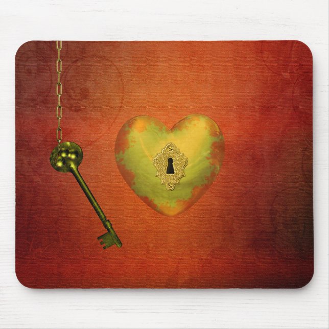 Golden Heart med Nyckel Musmatta (Framsidan)