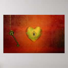 Golden Heart med Nyckel Poster