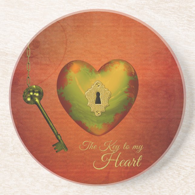 Golden Heart med Nyckel Underlägg (Framsidan)
