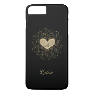 Golden Heart Monogram iPhone 7 Plus-fodral