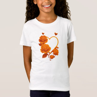Golden Heart & Orange Roses Girls' T-Shirt