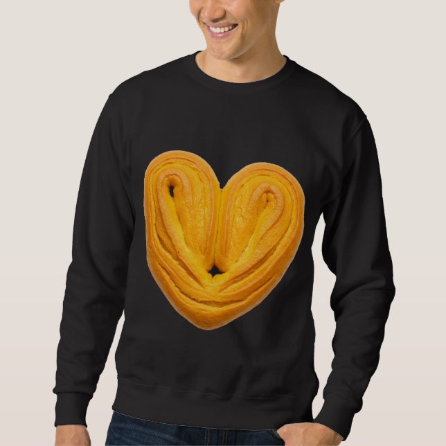 Golden Heart-Shaped Puff Pastry Bread Lång Ärmad Tröja (Framsida)