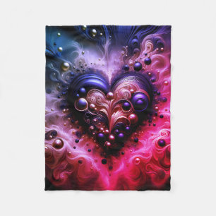 Golden Heart Swirl Abstrakt Art Fleecefilt