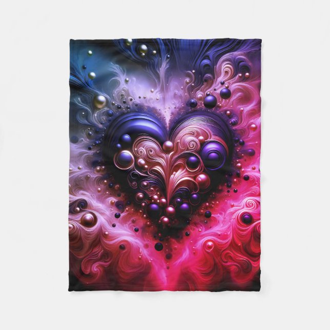 Golden Heart Swirl Abstrakt Art Fleecefilt (Framsidan)