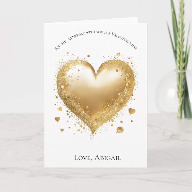 Golden Heart Valentines kort till henne (Framsida)