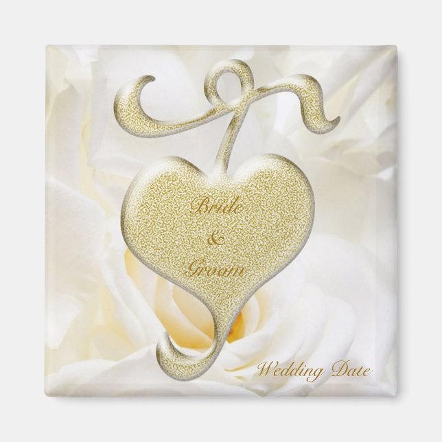 Golden Heart Wedding Favor Magnet (Framsidan)
