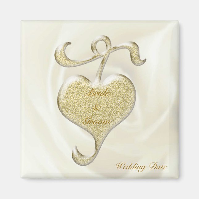 Golden Heart Wedding Favor Magnet (Framsidan)