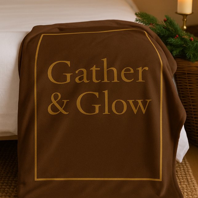 Golden Hearth Gather Fleece Blanket (Cocoa tones and golden accents bring a warm seasonal layer to winter evenings.)