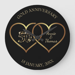 Golden Hearts and Numbers Stor Klocka