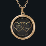 Golden Hearts-Guld-årsdagen Guldpläterat Halsband<br><div class="desc">Elegant gyllene hjärtan och gyllene mousserande siffror. Femtionde bröllop-årsdagen</div>