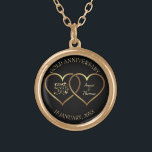 Golden Hearts-Guld-årsdagen Guldpläterat Halsband<br><div class="desc">Elegant gyllene hjärtan och gyllene mousserande siffror. Femtionde bröllop-årsdagen</div>