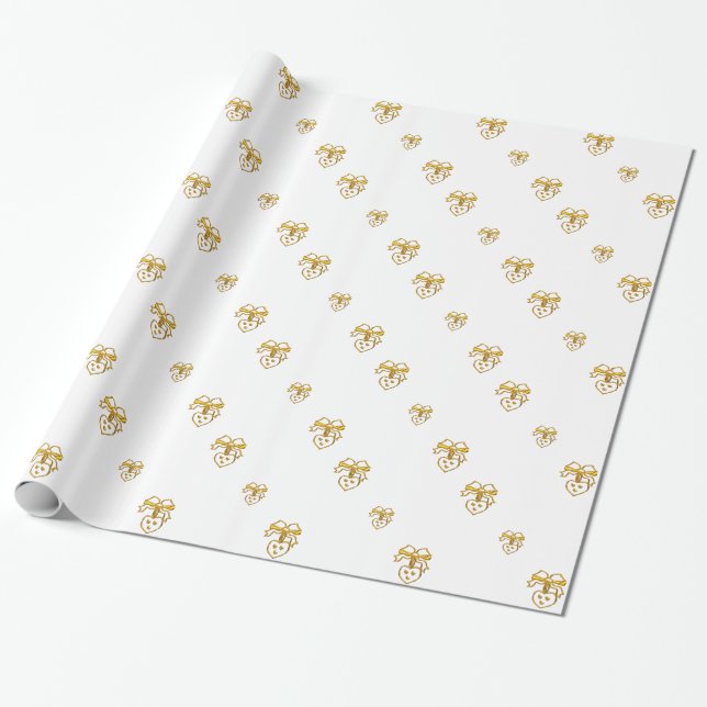 Golden Hearts och Bows Gift Wrap Presentpapper (Utrullad)