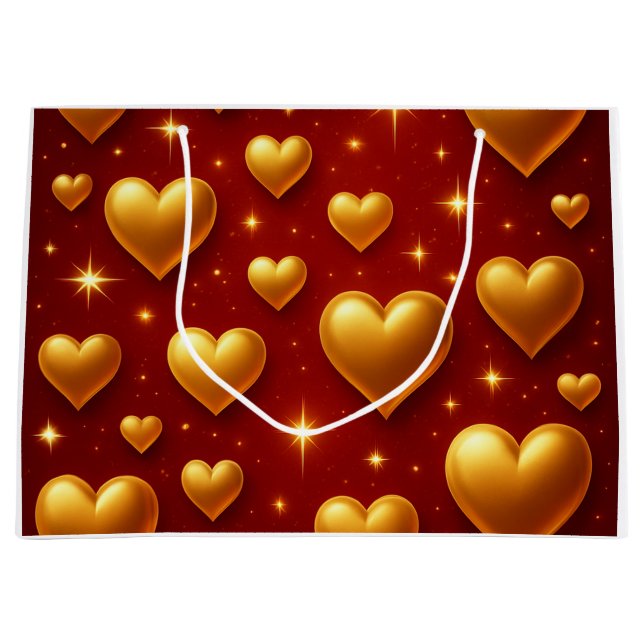 Golden Hearts på Red med stjärnor (Framsidan)