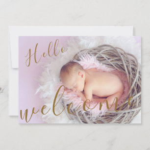 Golden Hej Välkommen Photo Baby Birth Meddelande