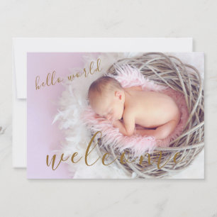 Golden Hej Välkomsthälsofoto Baby Birth Notice Meddelande