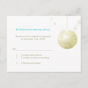 Golden Helgdag Boll Winter Wedding OSA Inbjudan Vykort