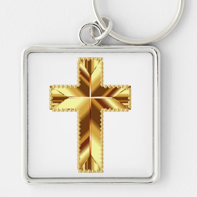 GOLDEN HELIGA KOR FYRKANTIG SILVERFÄRGAD NYCKELRING (Framsidan)