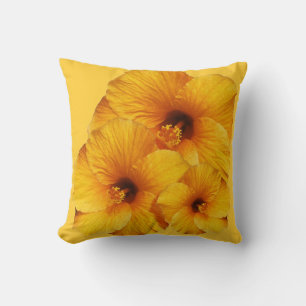 Golden Hibiscus Flowers Bouquet Kudde