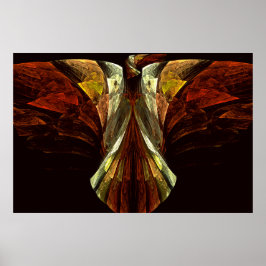 Golden Himmelsk Eagle Fractal Art Poster