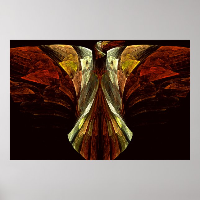 Golden Himmelsk Eagle Fractal Art Poster (Framsidan)