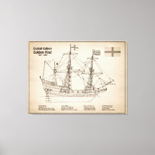 Golden Hind - Frakt Blueprint Plans SD Canvastryck