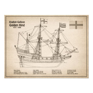 Golden Hind - Frakt Blueprint Plans SD Fototryck