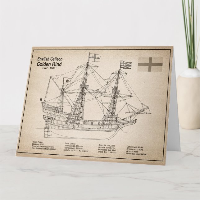 Golden Hind - Frakt Blueprint Plans SD Tack Kort (Framsida)