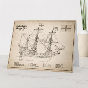 Golden Hind - Frakt Blueprint Plans SD Tack Kort