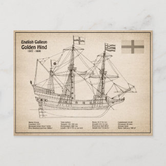 Golden Hind - Frakt Blueprint Plans SD Vykort