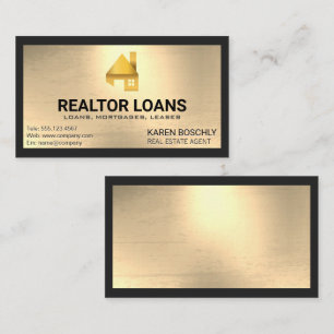 Golden Home Logotyp Metallisk bakgrund i guld Visitkort