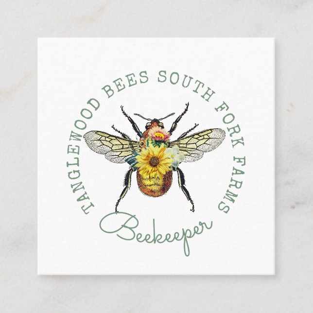 Golden honey Bee Fyrkantigt Visitkort (Framsida)