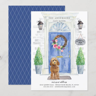 Golden honey Cockapoo Door Flytta Announcement Inbjudningar