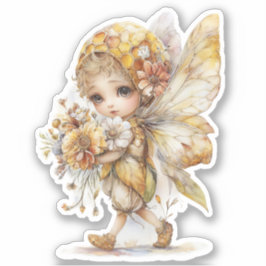 Golden Honey Fairy World – Carrying Flowers Klistermärken