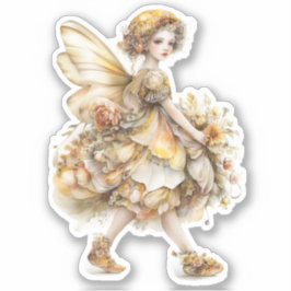 Golden Honey Fairy World – Carrying Flowers Klistermärken